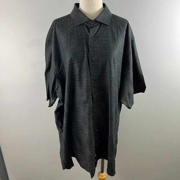 7 DOWNIE ST. Black Beige Button Down Short Sleeve‎ Shirt (2X) - Picture 2 of 10